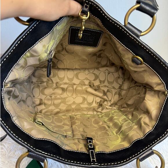 Vintage COACH y2k Black Natural Legacy Straw Tote Bag - Picture 7 of 9